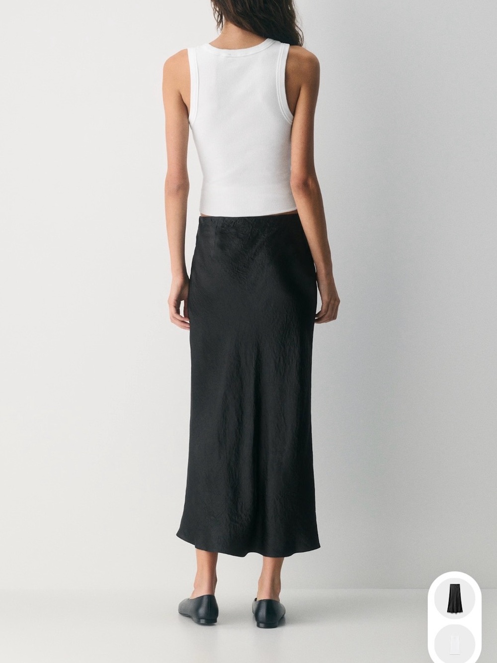 Aritzia Black Satin Slip Midi Skirt
